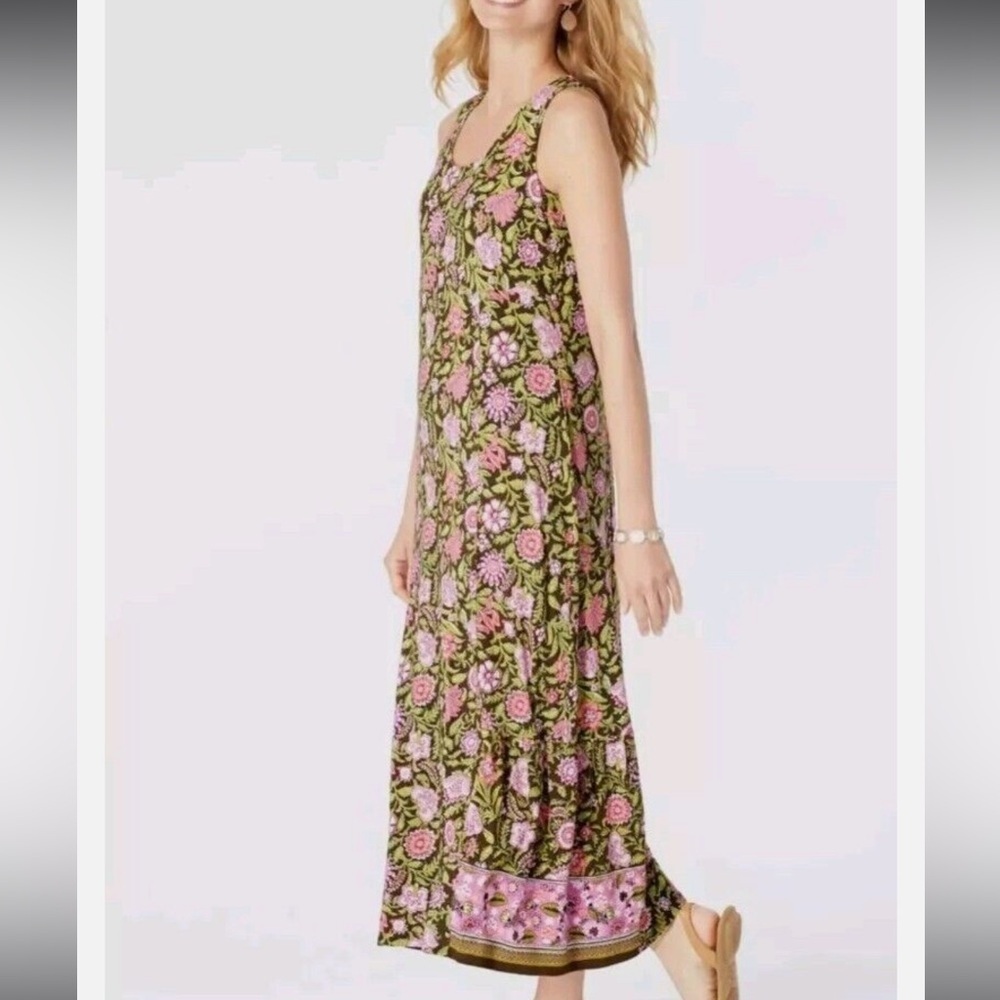 J.Jill Beechnut Floral Jersey Knit Maxi Dress Size Large Petite